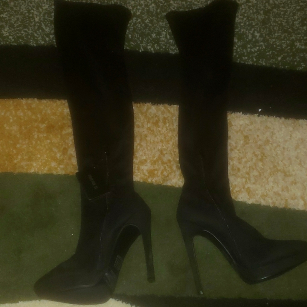 Black Knee High Heels